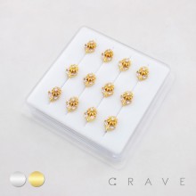 SUNFLOWER MULTI CZ MARQUISE LEAF POLISH 316L SURGICAL STEEL L-SHAPE NOSE BOX